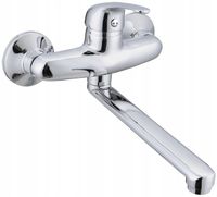 BATERIA UMYWALKOWA ŚCIENNA Z RUCHOMA WYLEWKA CHROM SREBRNA KOMPLET