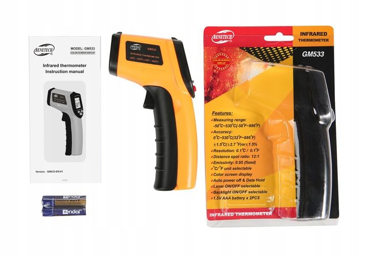PIROMETR TERMOMETR LASEROWY BEZDOTYKOWY MIERNIK TEMPERATURY -50 +530 st.C zdjęcie 10