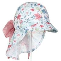 Pupill Kalina czapka z osłoną karku dla dziewczynki len koral 52-54