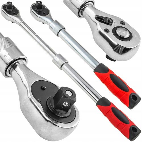 ZESTAW 3 GRZECHOTEK TELESKOPOWYCH 1/2" 1/4" 3/8" 72T REGULOWANA DLUGOŚĆ na Arena.pl