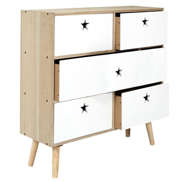 Komoda Etoile biała/ naturalna zdjęcie 5