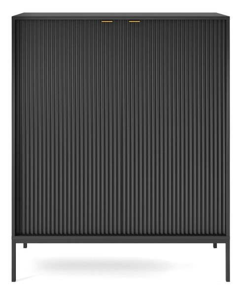 Komoda Delicious wysoka ryflowana czarna zdjęcie 1