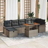 Zestaw Sof na Ogród z poduszką 8 pcs Szary polirattan
