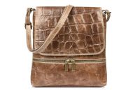 Damska Skórzana Włoska Listonoszka Pionowa klapa ciemna zieleń B69