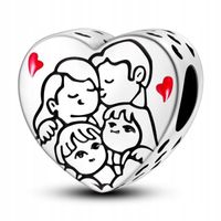 Zawieszka SREBRO 925 Charms Koralik Rodzina Serce