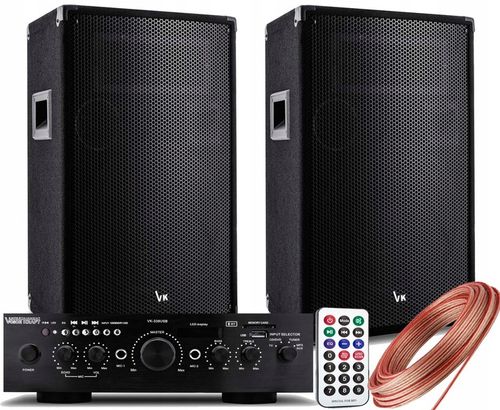ZESTAW KOLUMN 1200W WZMACNIACZ BLUETOOTH KABLE 5K na Arena.pl