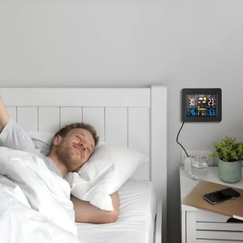 BEZPRZEWODOWA STACJA POGODY LCD POGODOWA HIGROMETR BAROMETR DCF + CZUJNIK na Arena.pl