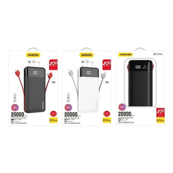 DUDAO POWERBANK 20000mAh DUŻA POJEMNOŚĆ + KABEL USB C LIGHTNING MICRO USB zdjęcie 7