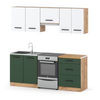 Kuchnia Pojemna Modułowa Nowoczesna Blat 2m Wotan Biała Butelkowa Zieleń