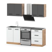 Zestaw mebli kuchennych modułowy z blatem mały 2m wotan szary biały mat