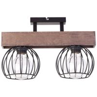 Plafon LAMPA sufitowa MILAN 31571 Sigma metalowa OPRAWA industrialne klatki druciane drewno brązowe