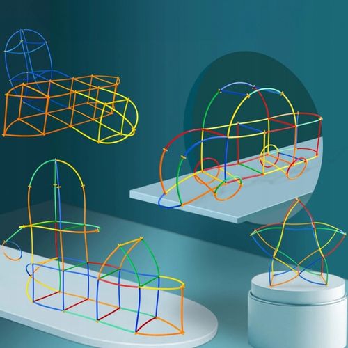 KLOCKI SŁOMKI KONSTRUKCYJNE PATYCZKI RURKI ZESTAW 400el PUDEŁKO DLA DZIECI na Arena.pl