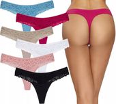 Majtki Stringi figi damskie bawełniane koronkowe