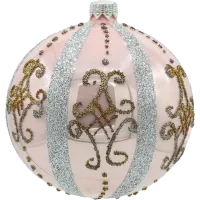 Bombka różowa z eleganckimi srebrnymi zdobieniami