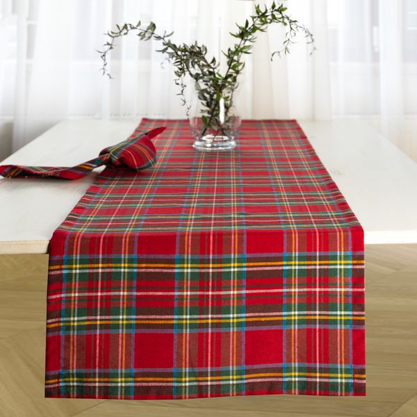 Bieżnik Świąteczny CZERWONy KRATA Boże Narodzenie PolDesign zdjęcie 7