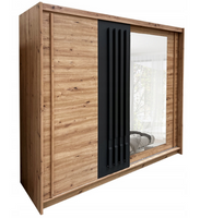 Garderoba Szafa Przesuwna 200 cm Artisan + lamele Grafit Lustro AVERS-5 FD