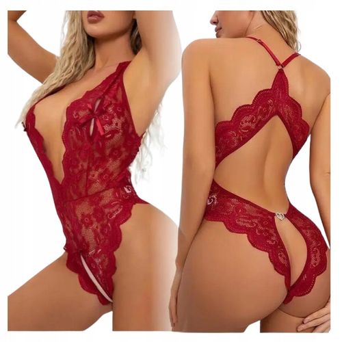 CZERWONE BORDOWE BODY OTWARTY KROK DZIURKĄ SERDUSZKIEM EROTYCZNE 36 38 na Arena.pl