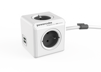 Listwa zasilająca allocacoc PowerCube Extended USB 1,5 m - szary, 4x 230 V + 2x USB 2,1 A max