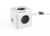Listwa zasilająca allocacoc PowerCube Extended USB 1,5 m - szary, 4x 230 V + 2x USB 2,1 A max