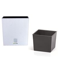 Doniczka kwadratowa wkład rattan 17x17x17 cm biały