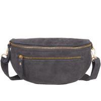 VERA PELLE nerka zamszowa saszetka biodrówka V677 c.szara