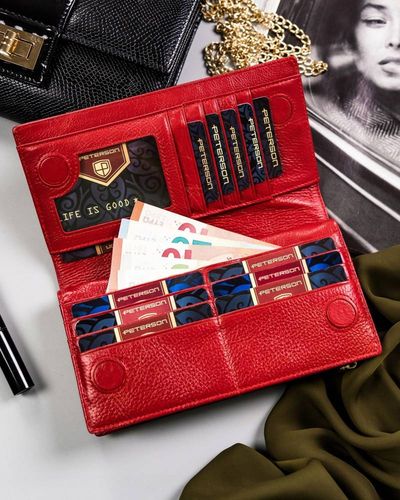 duży, skórzany portfel damski na magnes - peterson na Arena.pl