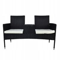 Zestaw mebli ogrodowych stolik z krzesłami technortan czarny komplet mebli