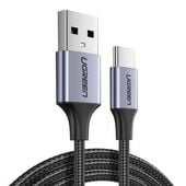 kabel usb do usb-c qc3.0 ugreen  us288 1m z aluminiową wtyczką (czarny)