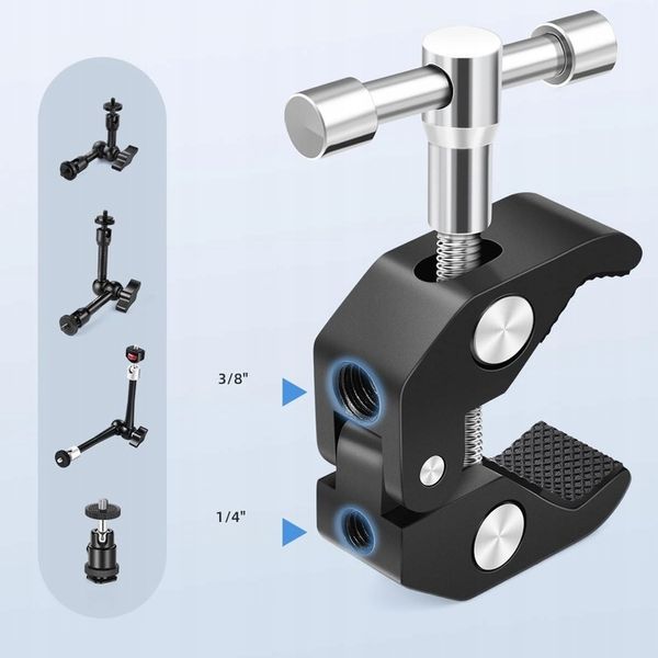 Crab Clamp Magic Arm Zacisk Studyjny Uniwersalny 1/4 3/8 + Ramię Przegubowe zdjęcie 2