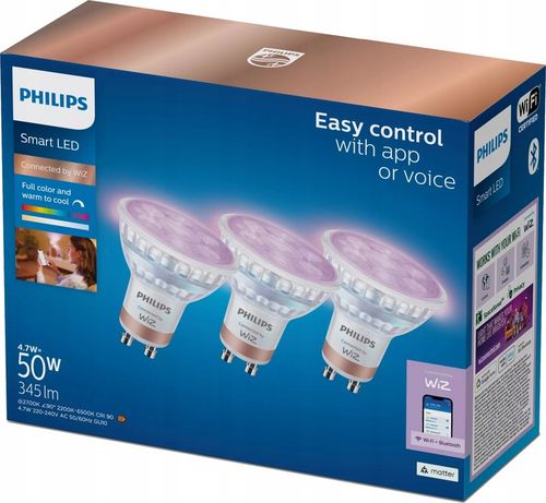 Żarówka LED GU10 4.7W = 50W RGB Inteligentna SMART WiFi WiZ Philips 3 na Arena.pl