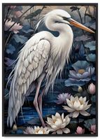 Plakat obrazy ptak w kwiatach w ramie 21x30 cm w czarnej ramie