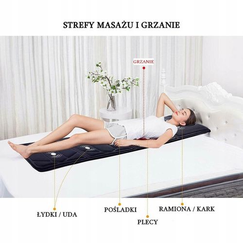 Mata masująca wibracyjna Materac masujący do masażu na łóżko 16 silników na Arena.pl