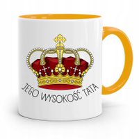 Kubek Żółty Na Dzień Ojca Jego Wysokość Tata Z Nadrukiem Ze Zdjęciem