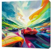 Obraz 70x70cm Wyścig Przy Barwach