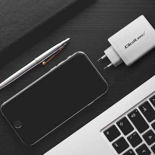 Qoltec Ładowarka sieciowa 100W GaN  | 5-20V | 1.5-5A | 2 x USB-C PD | na Arena.pl