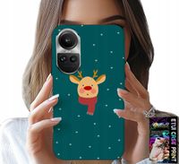 ETUI DO OPPO RENO10 PRO 5G - RENIFER NA ZIELONYM TLE ŚWIĄTECZNE WZORY