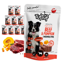 MOKRA KARMA DLA PSA TufTuf SASZETKA MIELONKA WOŁOWINA DYNIA 10x300G