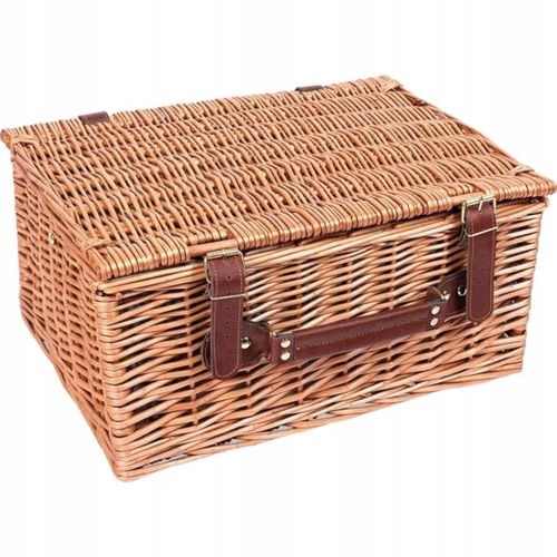Kosz piknikowy termiczny wiklinowy wyposażenie sztućce talerze 2 osób zesta na Arena.pl