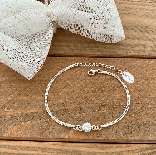 SREBRNA BRANSOLETKA DAMSKA CYRKONIA NA RĘKĘ REGULOWANA DLA NIEJ + GRAWER na Arena.pl