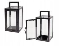 Latarenka Lampion Świecznik Metalowy Czarny 23 cm Na Tealighty Z uchwytem