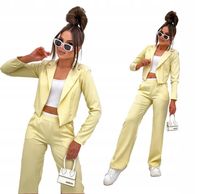 KOMPLET SPODNIE Z KRÓTKIM ŻAKIETEM GARNITUR MARYNARKA POLSKI PRODUKT L