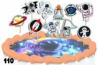 TOPPERY NA TORT OZDOBNE DEKORACJA ZESTAW - KOSMOS ASTRONAUTA 10szt.