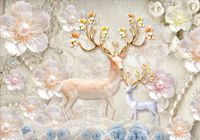 FOTOTAPETA złote kwiaty zwierzęta 3D 200x130 Fli