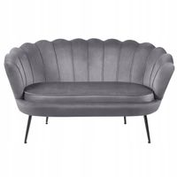 kanapa do salonu dwuosobowa furnitex art déco szara welurowa tapicerowana