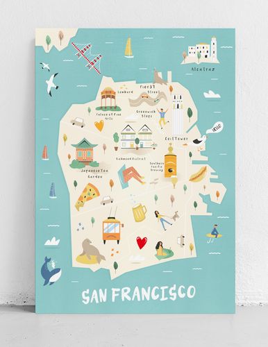 Plakat mapa ilustracja San Francisco 50x70 cm na Arena.pl