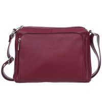 VERA PELLE torebka skórzana listonoszka z paskiem V535 bordowa