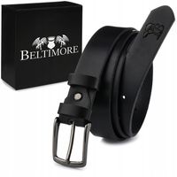 Skórzany pasek męski czarny do spodni garnituru wąski klasyczny Beltimore