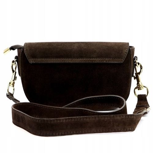 Czekoladowa zamszowa torebka damska Listonoszka Vera Pelle brązowa zamsz na Arena.pl