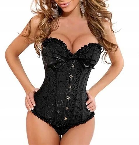 Zmysłowy gorset modelujący sznurowany falbanki stringi 60k na Arena.pl