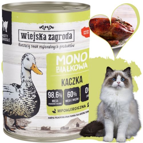 karma mokra dla kota monobiałkowa kaczka 400g wiejska zagroda na alergię na Arena.pl